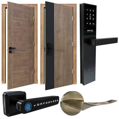 现代实木密码门